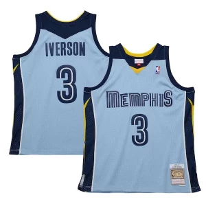 Allen Iverson Élégant Memphis Grizzlies 2009/10 Hardwood Classics Swingman Jersey Light Blue - Fait à la main - Un produit unique et de qualité