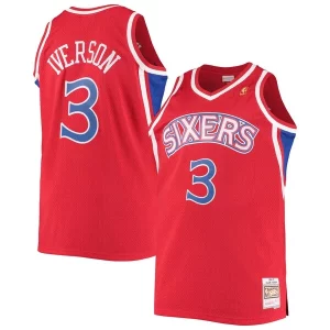 Allen Iverson Philadelphia 76ers 1996/97 Big & Tall Hardwood Classics Swingman Commémoratif Jersey Red/Black/Royal/White - Maillot de championnat - Revivez les victoires glorieuses