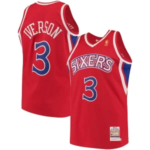 Allen Iverson Philadelphia 76ers 1996/97 Hardwood Classics Authentic Commémoratif Jersey Red/Black/White - Dernières unités - Ne manquez pas cette opportunité