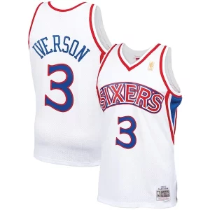 Allen Iverson Philadelphia 76ers Éclatant 1996/97 Hardwood Classics Swingman Jersey White/Red/Royal/Black - Pour les fans de la ligue - Un maillot authentique de la compétition