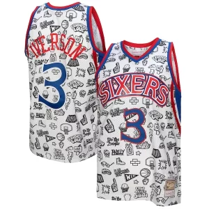 Allen Iverson Philadelphia 76ers 1996/97 Prime Swingman Jersey White - Maillot de qualité supérieure - Durable et résistant