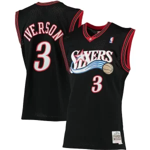 Allen Iverson Stylish Philadelphia 76ers 2000/01 Big & Tall Hardwood Classics Swingman Jersey Black/Red/Royal/White - Garantie satisfaction - Si vous n'êtes pas satisfait