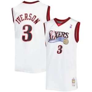 Allen Notable Iverson Philadelphia 76ers Big & Tall Hardwood Classics 1996/97 Swingman Jersey White/Black/Red/Royal - Vêtement de fan emblématique - Montrez votre amour pour l'équipe