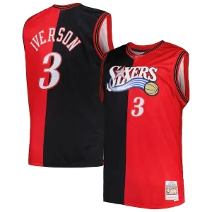 Allen Iverson Philadelphia 76ers Big & Tall Unique Hardwood Classics 2000/01 Split Swingman Jersey Black/Red - Vêtement de fan emblématique - Montrez votre amour pour l'équipe