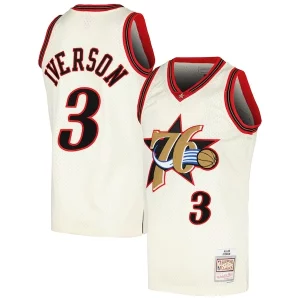 Allen Iverson Philadelphia 76ers Chainstitch Swingman Jersey Distingué Cream - Dernières unités - Ne manquez pas cette opportunité