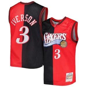 Allen Iverson Philadelphia 76ers Hardwood Classics 2000/01 Split Prime Swingman Jersey Black/Red - Design innovant - Écarte-vous du commun des mortels