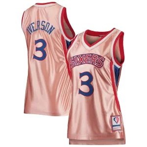 Allen Iverson Philadelphia 76ers Women's 75th Anniversary Rose Gold 1996 Swingman Jersey Pink Commémoratif - Pour les matchs d'athlétisme - Restez frais et confortable