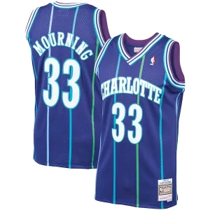 Alonzo Mourning Charlotte Hornets 1994/95 Hardwood Haut de gamme Classics Swingman Jersey Purple - Vêtement de fan emblématique - Montrez votre amour pour l'équipe