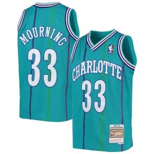 Alonzo Mourning Charlotte Hornets Youth 1992/93 Hardwood Classics Swingman Premium Jersey Teal - Pour les matchs d'athlétisme - Restez frais et confortable