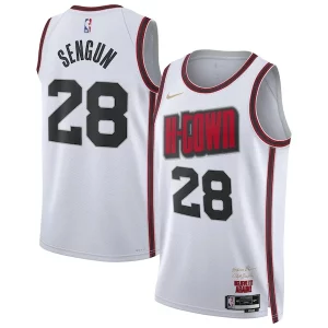Alperen Sengun Houston Rockets Nike Unisex 2024/25 Swingman Player Jersey City Edition White Charming - Pour les joueurs de basketball amateurs - Adapté à tous les styles de jeu