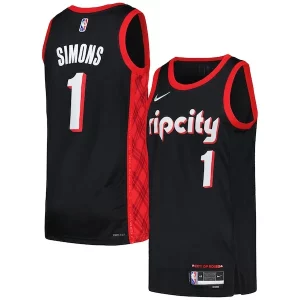Anfernee Simons Portland Uniques Trail Blazers Nike Swingman Player Jersey City Edition Black/Red - Style contemporain - Restez à la mode avec ce maillot