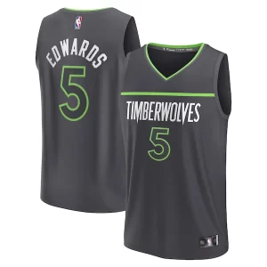 Anthony Edwards Classique Minnesota Timberwolves Youth Fast Break Replica Player Jersey Statement Edition Anthracite - Design innovant - Écarte-vous du commun des mortels