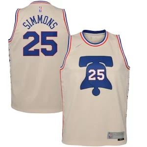 Ben Simmons Philadelphia 76ers Nike Youth 2020/21 Swingman Player Jersey Cream Charming Earned Edition - Édition limitée - Uniques dans leur genre