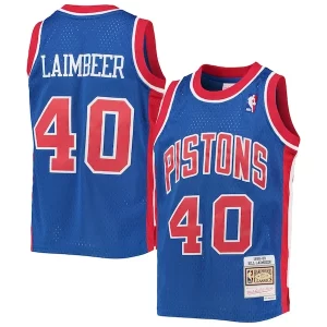Bill Laimbeer Detroit Pistons Youth 1988/89 Hardwood Classics Swingman Jersey Blue Élégant - Pour les joueurs de basketball amateurs - Adapté à tous les styles de jeu