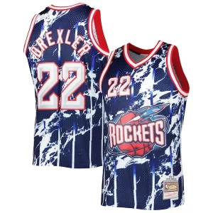 Clyde Drexler Houston Rockets 1996/97 Exclusif Hardwood Classics Marble Swingman Jersey Navy - Maillot de qualité supérieure - Durable et résistant