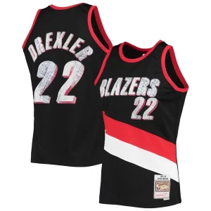 Clyde Drexler Portland Trail Blazers 1991/92 Hardwood Classics NBA 75th Anniversary Authentique Diamond Swingman Jersey Black - Pour les joueurs de basketball amateurs - Adapté à tous les styles de jeu