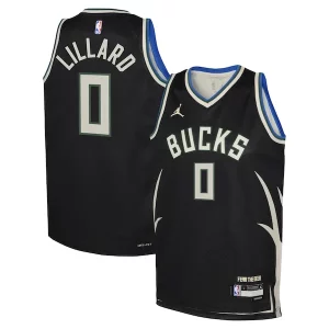 Damian Lillard Milwaukee Bucks Jordan Brand Youth Swingman Jersey Statement Edition Black Stylish - Pour les joueurs de basketball amateurs - Adapté à tous les styles de jeu