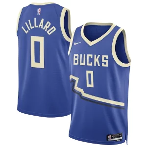 Damian Confortable Lillard Milwaukee Bucks Nike Unisex 2024/25 Swingman Player Jersey City Edition Royal - Maillot de championnat - Revivez les victoires glorieuses