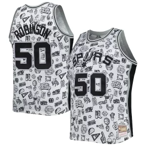 David Robinson Bold San Antonio Spurs 1998/99 Hardwood Classics Doodle Swingman Player Jersey White - Collectionner ce maillot rare - Augmentez la valeur de votre collection