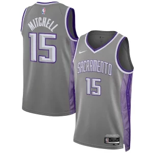 Davion Mitchell Sacramento Kings Nike Unisex 2022/23 Exclusif Swingman Jersey City Edition Anthracite - Maillot de qualité supérieure - Durable et résistant