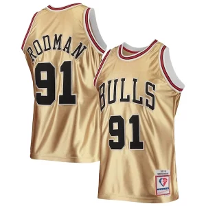 Dennis Refiné Rodman Chicago Bulls 75th Anniversary 1997/98 Hardwood Classics Swingman Jersey Gold - Confort et style combinés - Pour un look exceptionnel