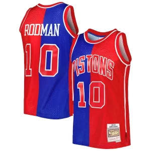Dennis Rodman Detroit Pistons Hardwood Uniques Classics 1988/89 Split Swingman Jersey Blue/Red - Vêtement de fan emblématique - Montrez votre amour pour l'équipe