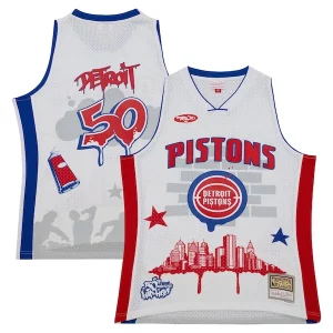 Detroit Pistons Collectible x Tats Cru Hardwood Classics Fashion Jersey White - Promotion limitée - Profitez de la réduction avant qu'elle ne soit terminée