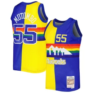 Dikembe Mutombo Denver Nuggets Charming Hardwood Classics 1991/92 Split Swingman Jersey Royal/Gold - Nouvelle arrivée - Êtes-vous prêt pour la saison ?