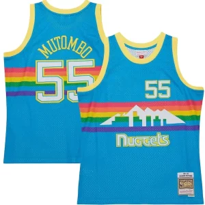 Dikembe Mutombo Denver Nuggets Hardwood Classics 1991/92 Tropical Swingman Élégant Jersey Blue - Maillot de qualité supérieure - Durable et résistant