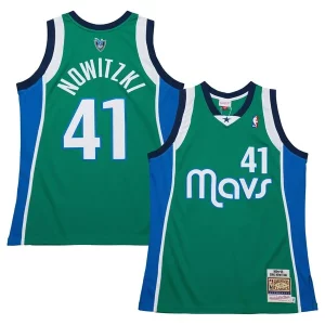 Dirk Nowitzki Dallas Mavericks 2004/05 Hardwood Classics Authentic Jersey Uniques Green - Maillot de championnat - Revivez les victoires glorieuses