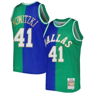 Dirk Nowitzki Dirk Nowitzki Hardwood Classics 1998/2019 Split Swingman Jersey Blue/Green Notable - Maillot de collection - Un bijou pour les amateurs