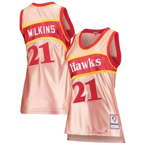 Dominique Wilkins Atlanta Hawks Women's 75th Anniversary Rose Gold 1986 Confortable Swingman Jersey Pink - Idéal pour les soirées de sport - Montrez votre style