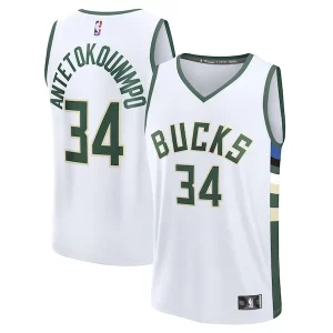Giannis Antetokounmpo Milwaukee Bucks Fast Luxueux Break Replica Player Jersey Association Edition White - Fait à la main - Un produit unique et de qualité