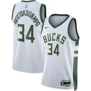 Giannis Antetokounmpo Milwaukee Bucks Nike Unisex Swingman Jersey Association Edition White/Hunter Green Sophistiqué - Offre spéciale - Achetez maintenant et économisez
