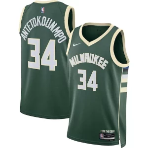 Giannis Antetokounmpo Commémoratif Milwaukee Bucks Nike Unisex Swingman Jersey Icon Edition Hunter Green/White - Maillot de championnat - Revivez les victoires glorieuses