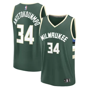 Giannis Antetokounmpo Milwaukee Bucks Fast Break Replica Player Jersey Icon Magnifique Edition Hunter Green - Vêtement de fan emblématique - Montrez votre amour pour l'équipe