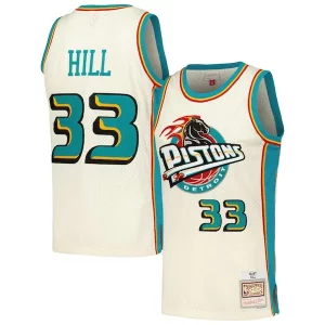 Grant Hill Detroit Pistons Chainstitch Unique Swingman Jersey Cream - Édition limitée - Uniques dans leur genre