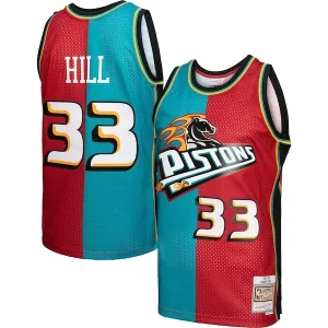 Grant Hill Detroit Pistons Hardwood Classics 1999/00 Split Personalisable Swingman Jersey Teal/Red - Maillot de marque reconnue - Faites confiance à la qualité
