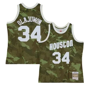 Hakeem Olajuwon Houston Bold Rockets Hardwood Classics 1993/94 Ghost Green Swingman Jersey Camo - Maillot de collection - Un bijou pour les amateurs