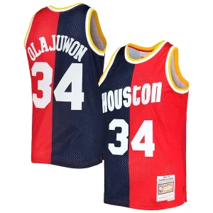 Hakeem Olajuwon Houston Rockets Hardwood Classics 1993/94 Split Swingman Jersey Navy/Red Bold - Fait à la main - Un produit unique et de qualité