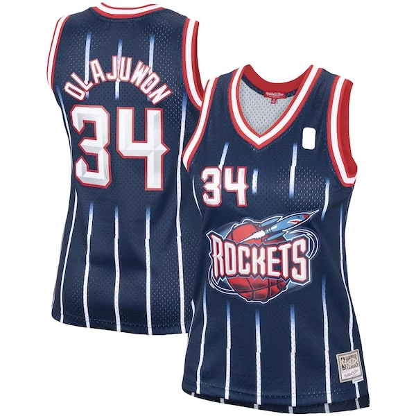 Hakeem Olajuwon Houston Rockets Women's Hardwood Classics Swingman Jersey Navy/Red Magnifique - Édition commemorative - Souvenez-vous des moments inoubliables