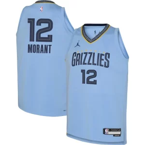 Ja Morant Memphis Splendide Grizzlies Jordan Brand Youth Swingman Jersey Statement Edition Light Blue - Maillot de championnat - Revivez les victoires glorieuses