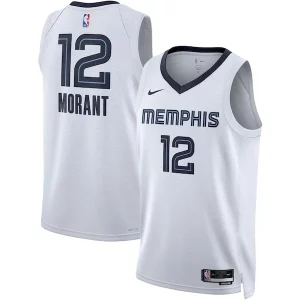 Ja Morant Memphis Grizzlies Nike Unisex Swingman Luxueux Jersey Association Edition White/Navy - Maillot de qualité supérieure - Durable et résistant