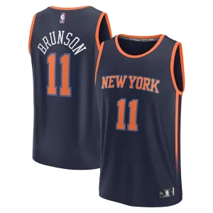 Jalen Brunson New York Commémoratif Knicks Youth Fast Break Replica Player Jersey Statement Edition Navy - Vêtement de fan emblématique - Montrez votre amour pour l'équipe