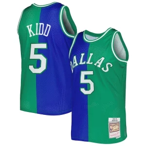 Jason Kidd Dallas Mavericks Hardwood Classics 1994/95 Split Swingman Confortable Jersey Blue/Green - Parfait pour le match jour - Montrez votre support avec style