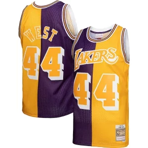 Jerry West Los Angeles Lakers Hardwood Classics Personalisable 1971/72 Split Swingman Jersey Purple/Gold - Collectionner ce maillot rare - Augmentez la valeur de votre collection
