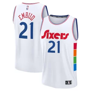 Joel Embiid Philadelphia 76ers 2024/25 Fast Break Player Jersey City Edition Bold White - Livraison gratuite - Économisez sur les frais d'expédition