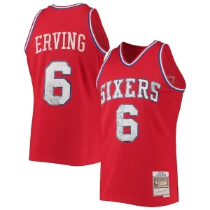 Julius Erving Philadelphia 76ers 1982/83 Hardwood Classics NBA 75th Anniversary Personalisable Diamond Swingman Jersey Red - Pour les joueurs de basketball amateurs - Adapté à tous les styles de jeu