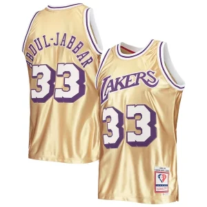 Kareem Abdul Jabbar Los Angeles Lakers 75th Anniversary 1983/84 Hardwood Classics Swingman Élégant Jersey Gold - Style contemporain - Restez à la mode avec ce maillot