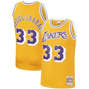 Kareem Abdul Jabbar Los Angeles Lakers Classique Hardwood Classics Swingman Jersey Gold/Purple - Édition commemorative - Souvenez-vous des moments inoubliables